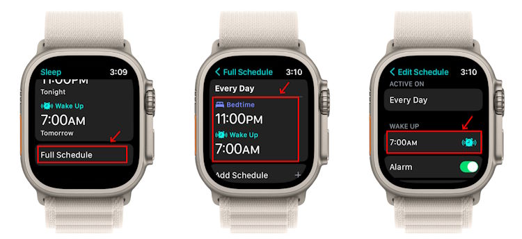 Update Full Schedule in Apple Watch Sleep App