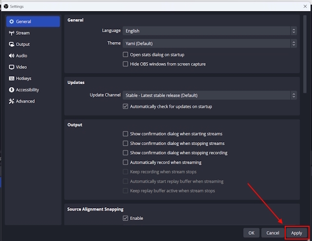 How to update OBS (2023 Guide) | The Paradise Auto update OBS app button