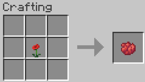 Crafting recipe of red dye in Minecraft