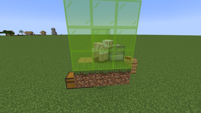 Add glass, grass and a sheep into the module of the wool farm in Minecraft