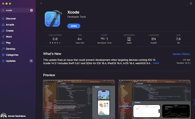 Xcode app on App Store