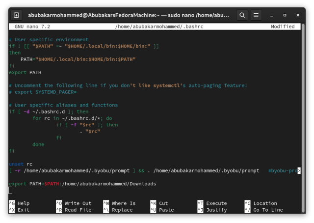 add export path in with default path in Terminal