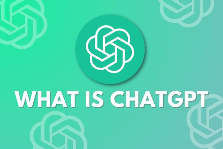 chatgpt logo and what is chatgpt text on green background