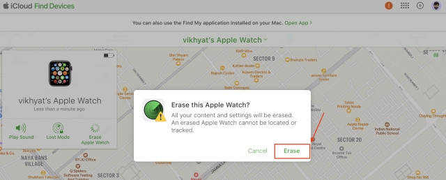 Click erase apple watch