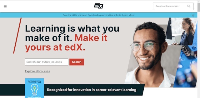 edX website interface