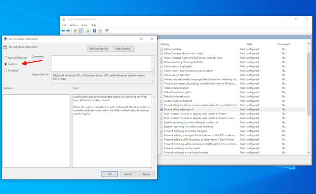 Como remover a pesquisa do Bing do Windows 11 e 10 11 ativar o recurso não pesquisar na Web no editor de política de grupo no Windows 10