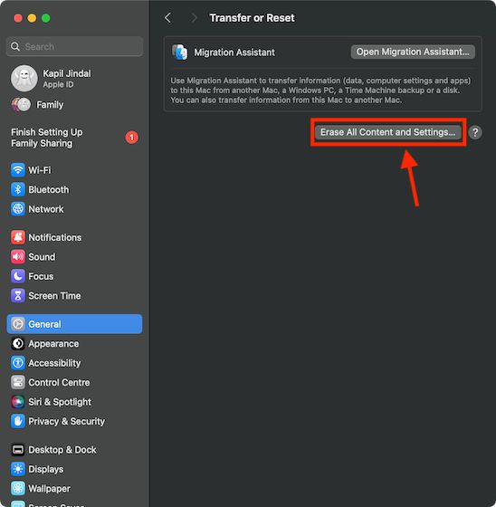 Erase all content and settings on Mac