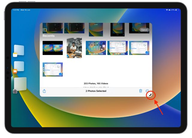 dark curve at the bottom corner of a app window