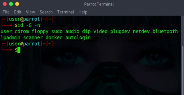using the Linux command id to list all groups