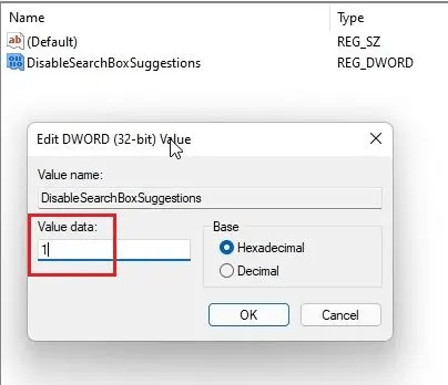 Disablesearchboxsuggestions Entry In Registry