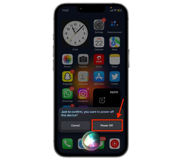 turn off iPhone using Siri