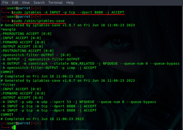 opening port 8080 for incoming TCP traffic