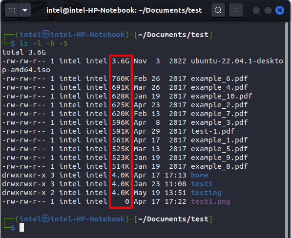 listing all files with the the ls command