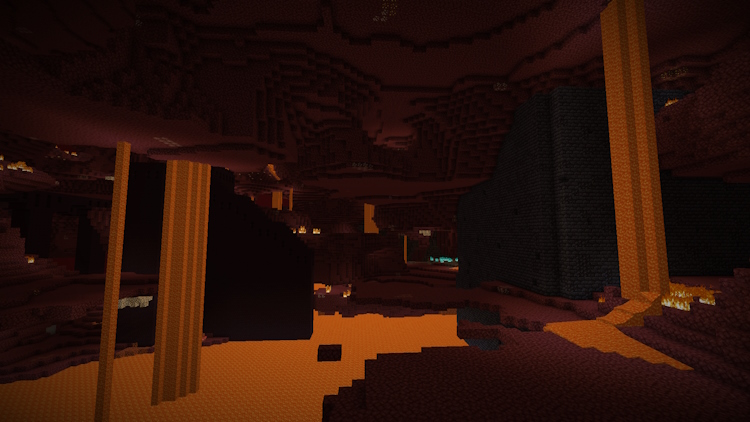 Bastion dan benteng bawah yang sangat dekat satu sama lain di Minecraft