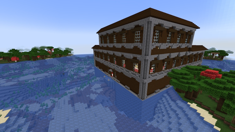 Woodland mansion that generated mostly over a river biome