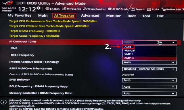 RAM Settings in ASUS Z790 Motherboard BIOS