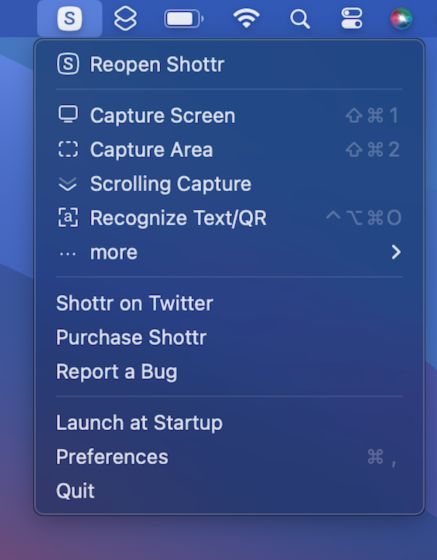 drop down options on mac