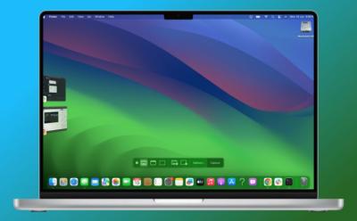 MacBook Pro running the screenshot tool on a gradient background