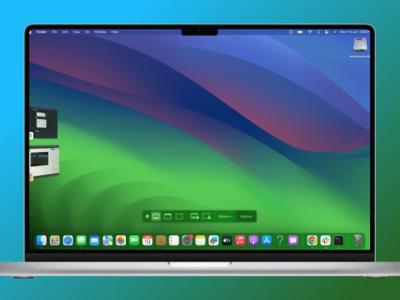 MacBook Pro running the screenshot tool on a gradient background