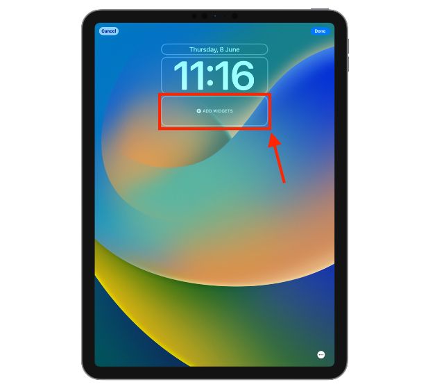 add widgets to iPad lock screen in portrait mode