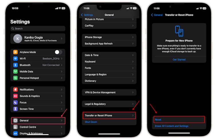 Network setting reset