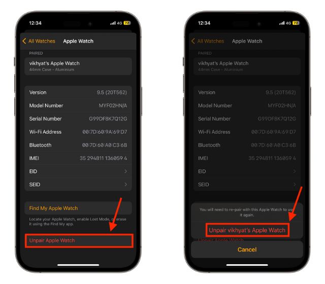 How to unpair apple best sale watch 5