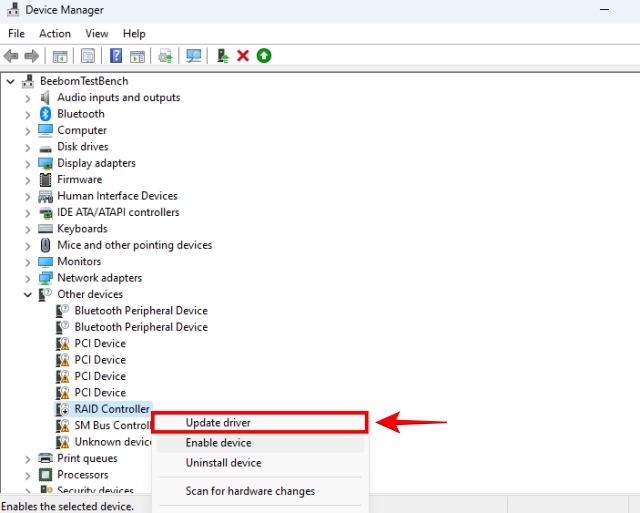 Update Driver in Device Manager of Windows 11 