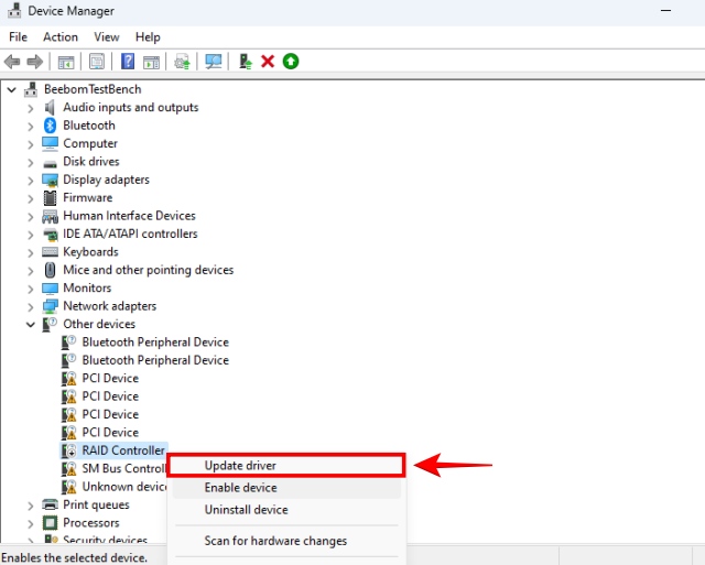Update Driver in Device Manager of Windows 11