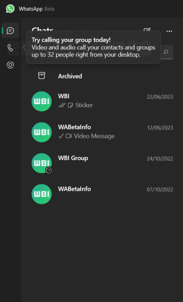 Invite D'Appel De Groupe Whatsapp Plus Large Sur La Version Bêta De Windows