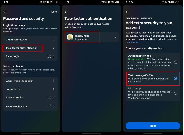 enable 2FA on threads app