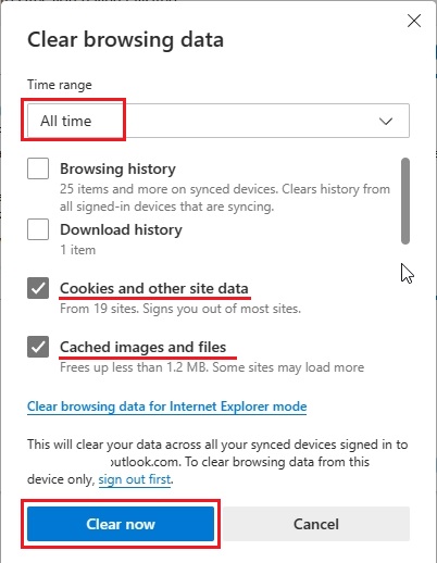 delete browsing data in edge