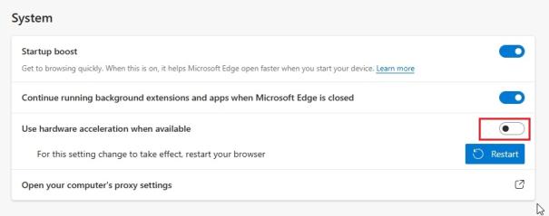disable hardware acceleration in edge