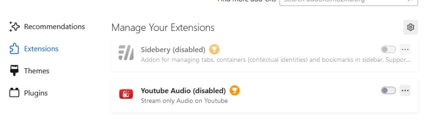 disable extensions in firefox