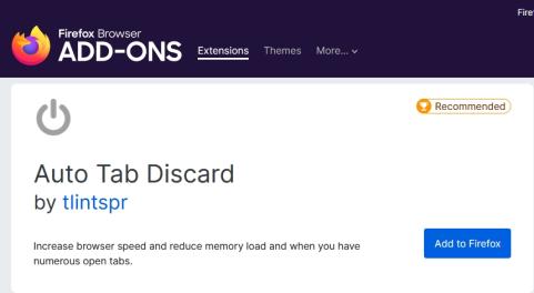 auto tab discard firefox addon