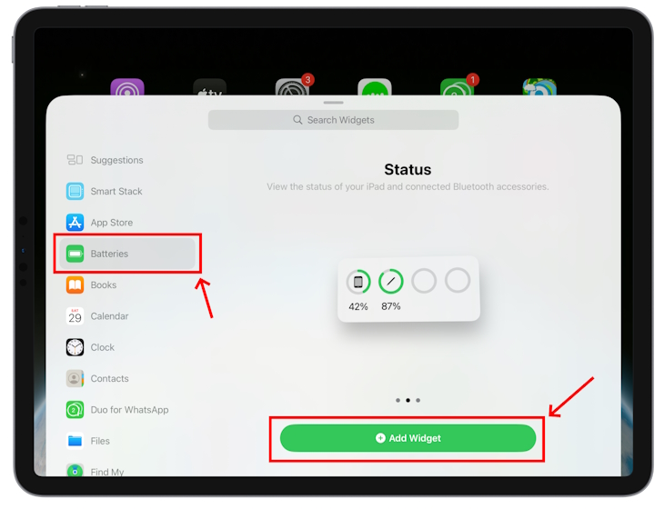 Add Batteries Widget to iPad