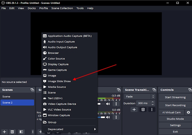 Add image or logo slideshow source in OBS