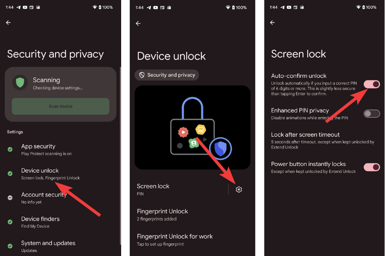 Auto-confirm unlock Android 14