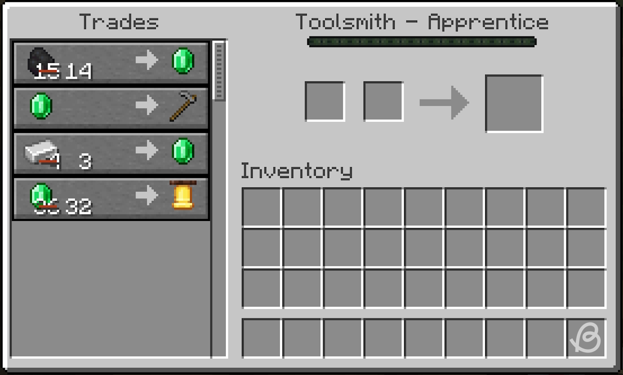 Iron trades of the apprentice smith villagers