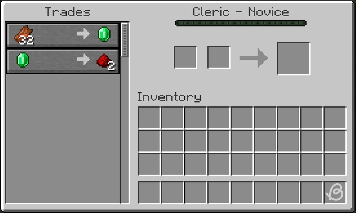 Trades of the novice cleric villager in Minecraft