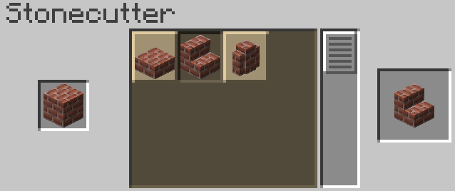 Converting one brick block to one other variant in a stonecutter in Minecraft