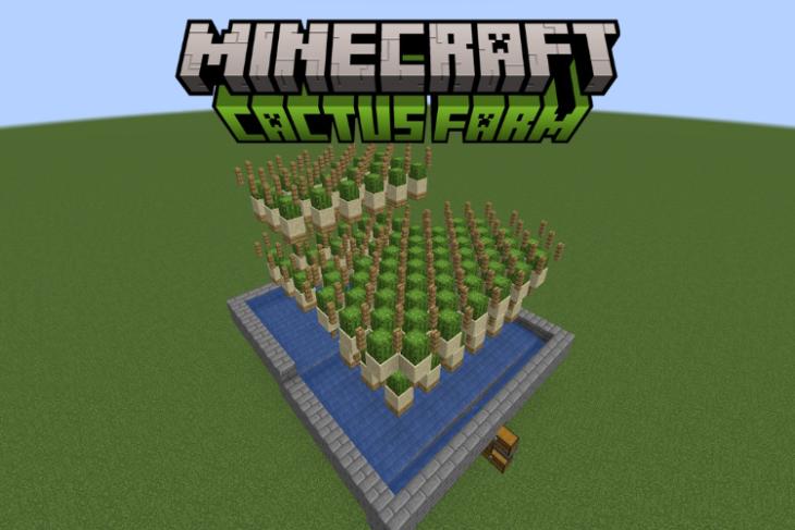 Fully functioning extended cactus farm in Minecraft