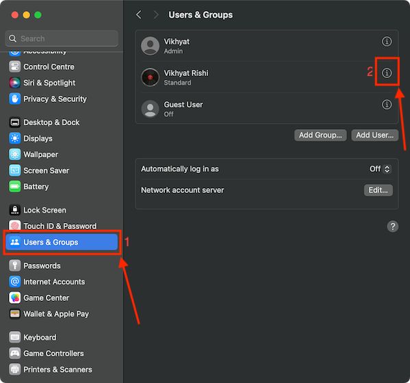 Change MacBook Password via Admin Account