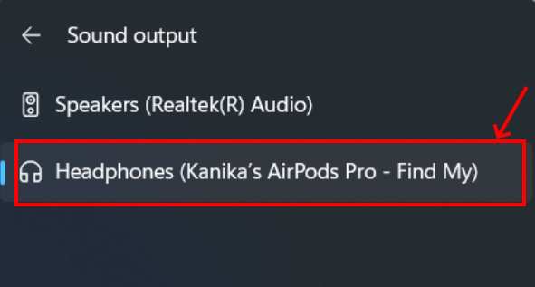 Choose to route your laptop's sound through your AirPods