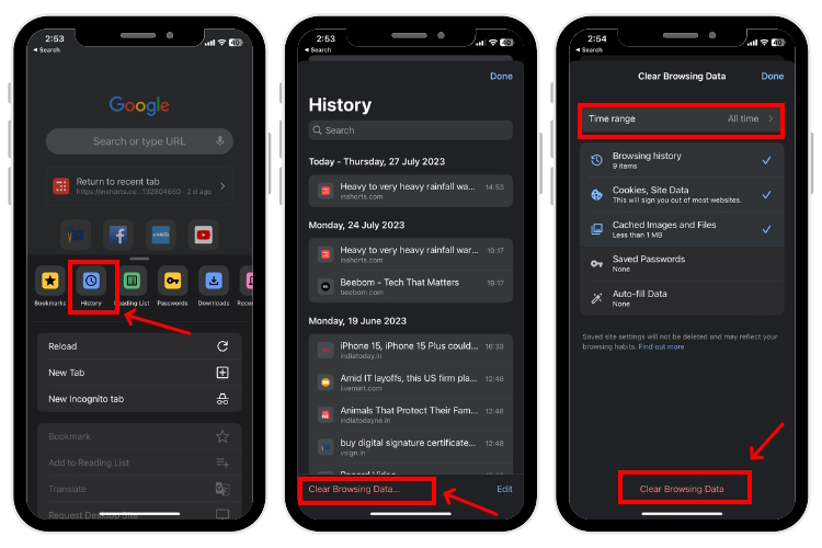 Clear Browsing Data in Google Chrome