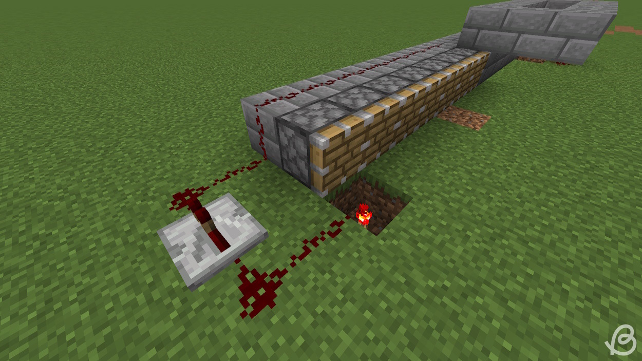 Add a redstone torch, repeater and dust to power the pistons
