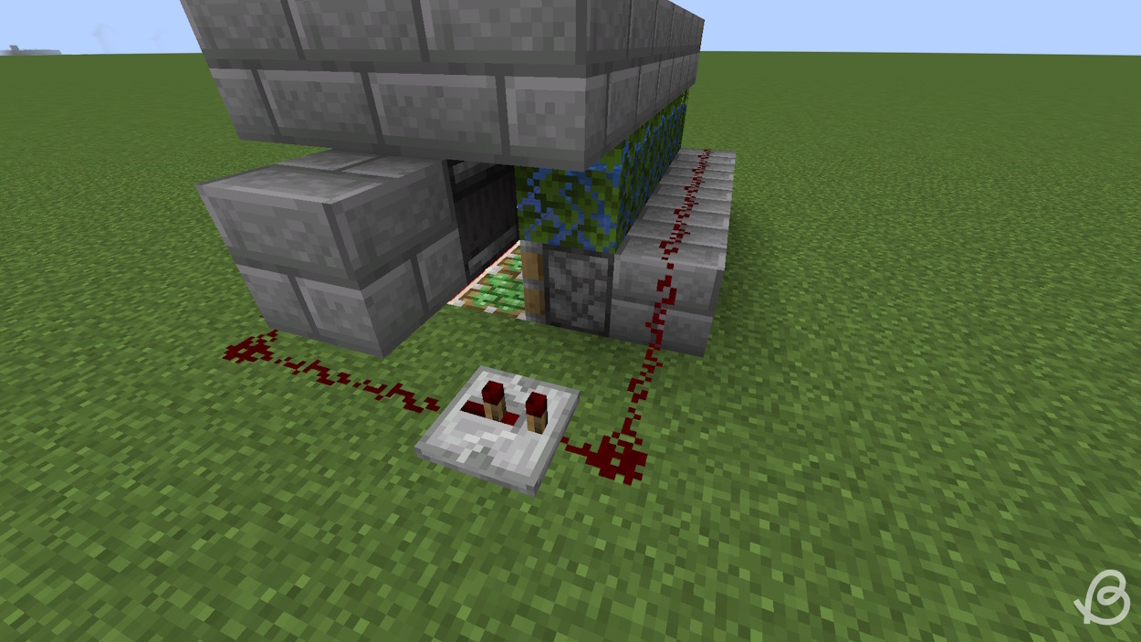 Add solid blocks behind the pistons and redstone dust connected with the previous line via a repeater