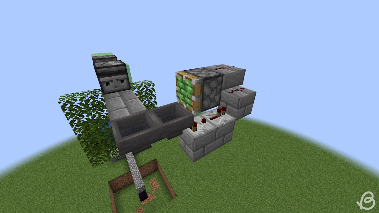 Added a solid block and a slab with redstone dust on top. Also, added a sticky piston attached to that slab