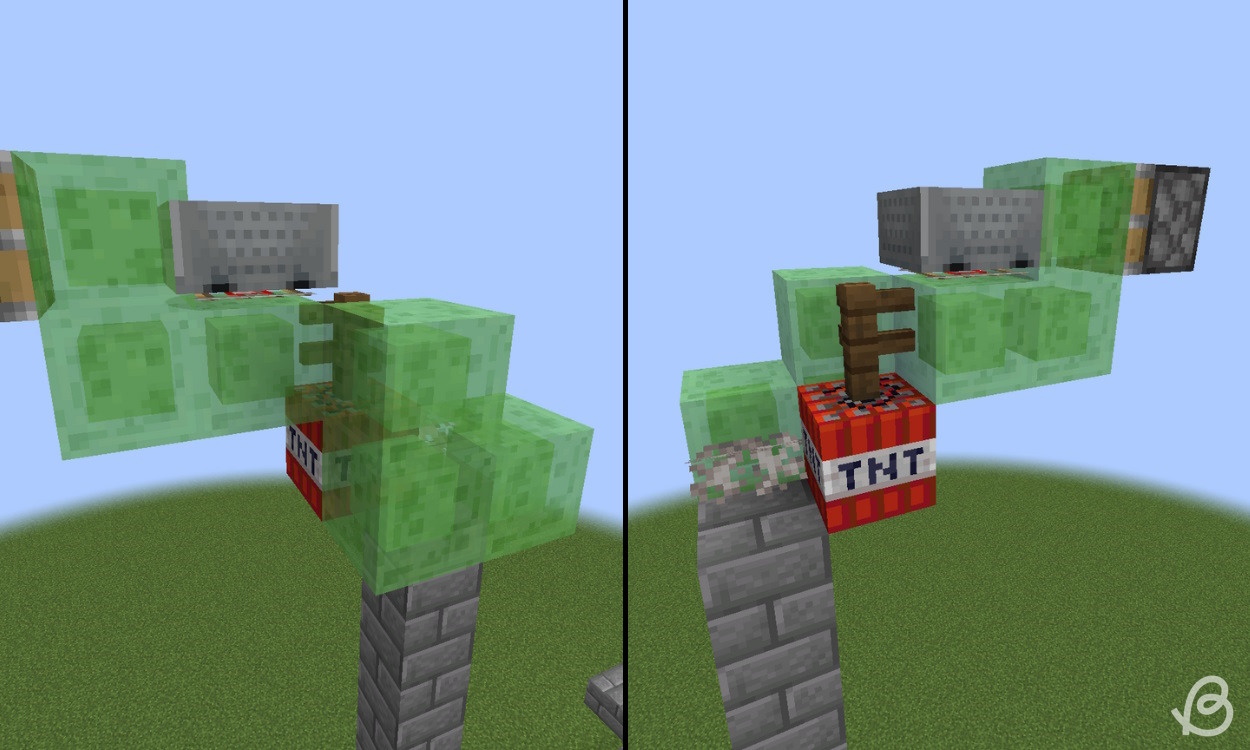 Finished TNT duper for the automated cobblestone generator in Minecraft