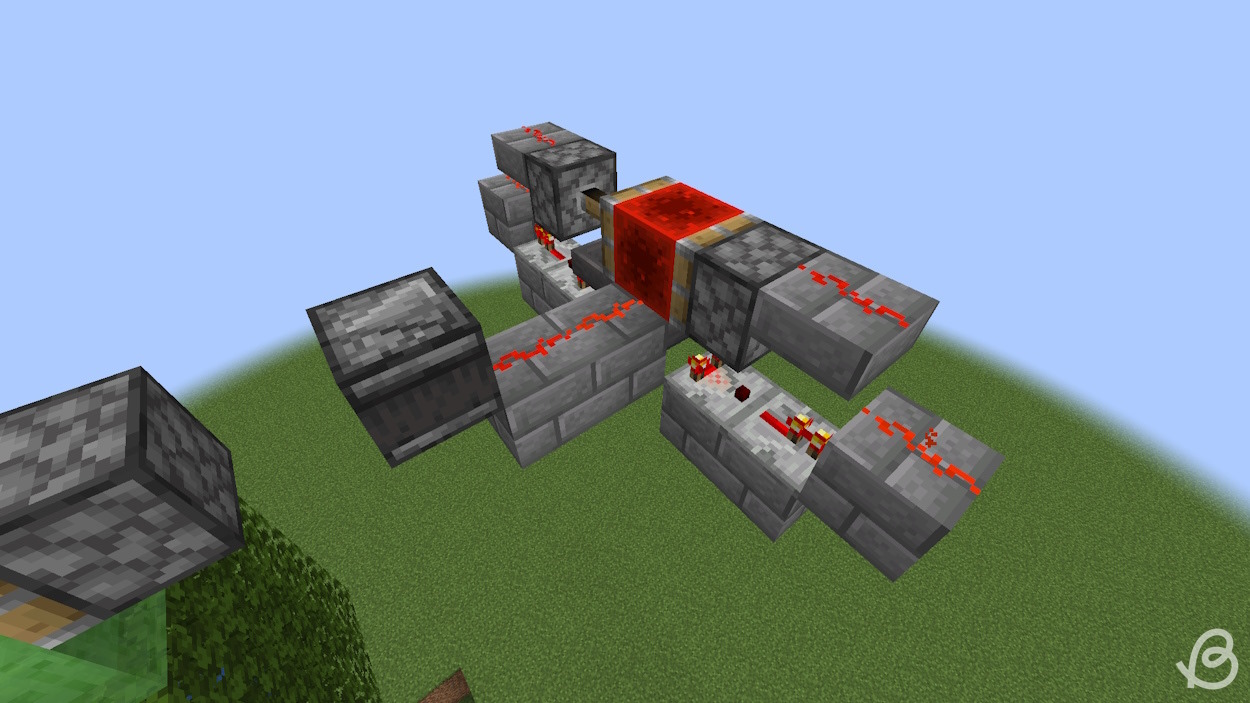 Finished and functional Etho hopper clock for the cobblestone generator in Minecraft
