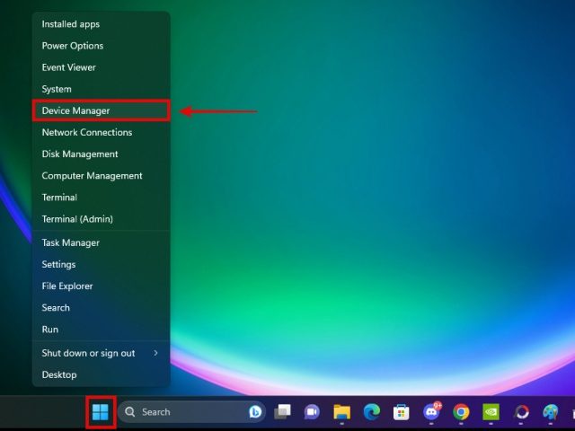 Opening Device Manager from Right-Click Windows Start Menu Options